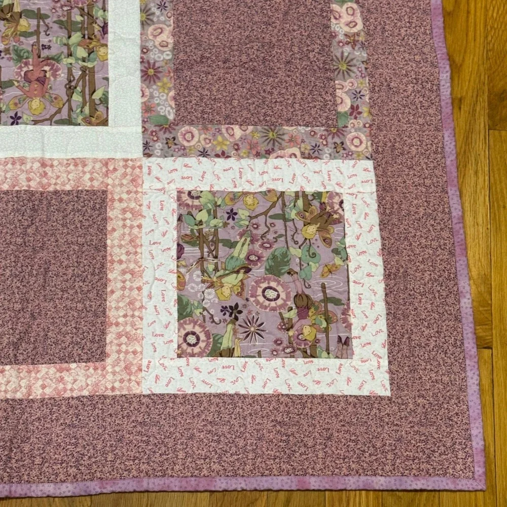 Ozark Piecemakers‎ Quilt Guild Handmade Fairy Floral Patchwork Baby Quilt Purple